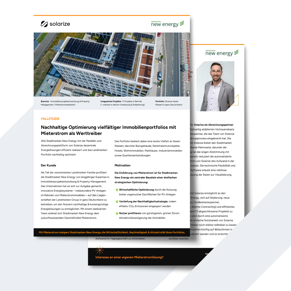 Erfahren Sie in unserer Fallstudie für Immobilieneigentümer, wie Stadtmarken New Energy Ihr vielfältiges Immobilienportfolio mit Mieterstrom nachhaltig optimiert.