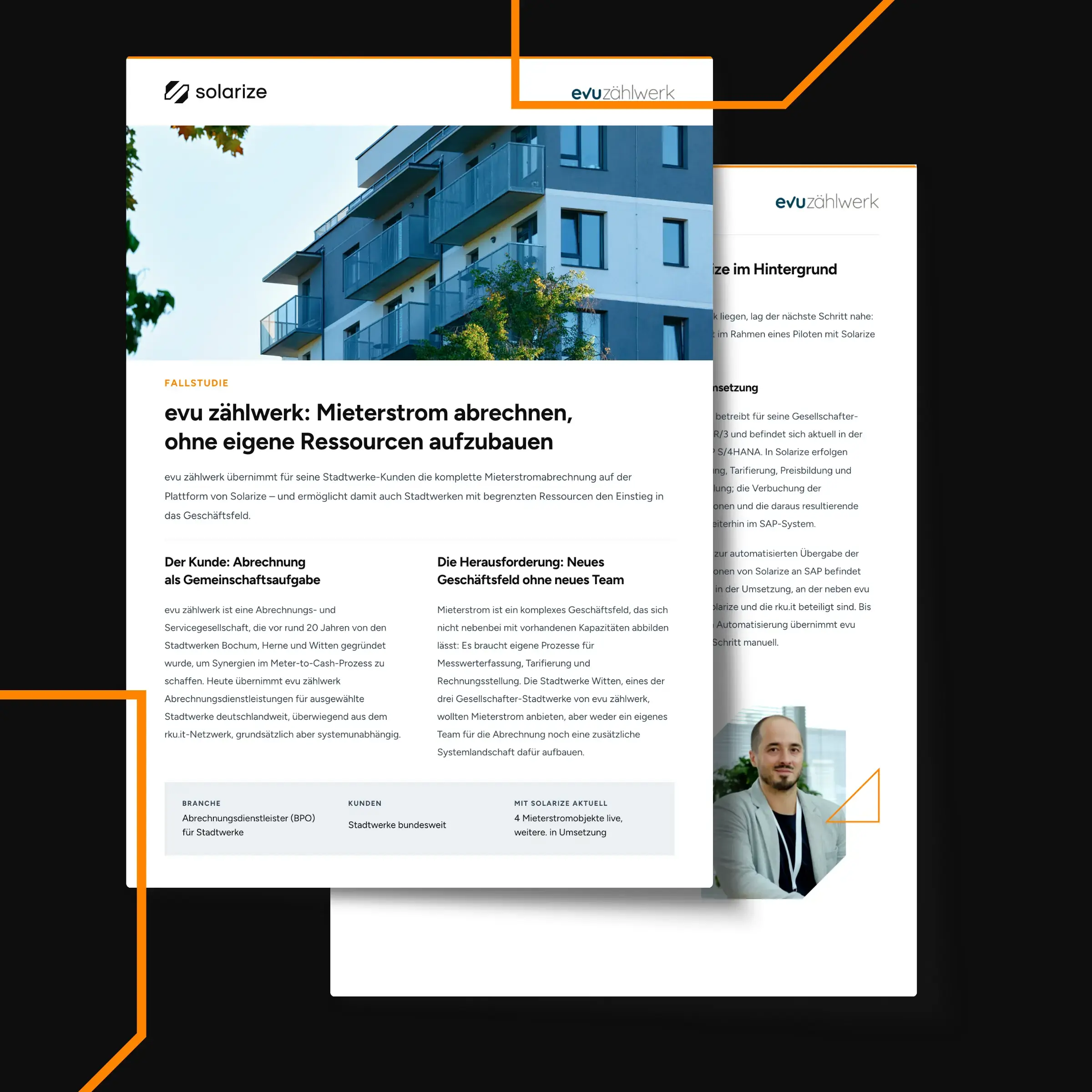 Titelseite der Fallstudie „evu zählwerk: Mieterstrom abrechnen, ohne eigene Ressourcen aufzubauen
